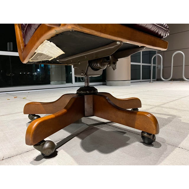 Traditional SwivelTilt Leather Executive Desk Chair Manner of Hancock