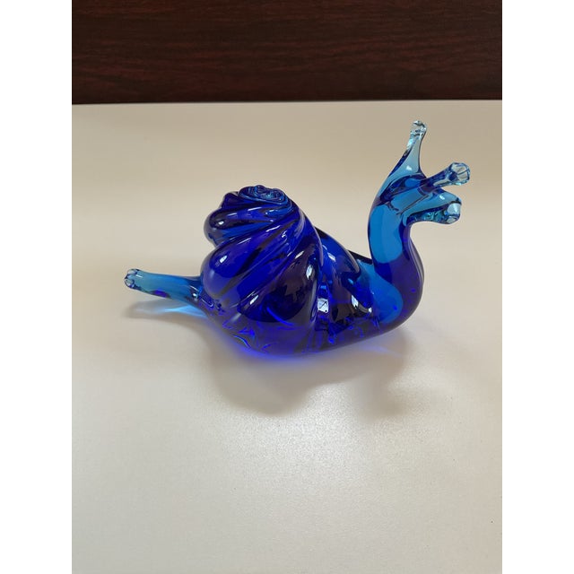 Glass Vintage Artist Made Blue Glass Snail For Sale - Image 7 of 12