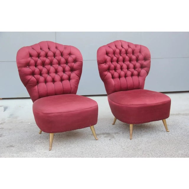 Red Set of Mid-Century Italian Armchairs from ISA Bergamo, 1950s For Sale - Image 8 of 13