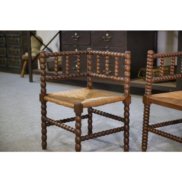 Vintage Turned Wood Corner Chairs, 1950s, Set of 2 For Sale - Image 6 of 16