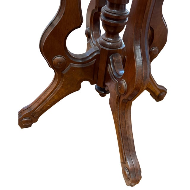 Brown Antique Eastlake Carved Walnut Pier Mirror & Table - Set For Sale - Image 8 of 16