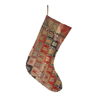 Vintage Turkish Kilim Rug Christmas Stocking For Sale