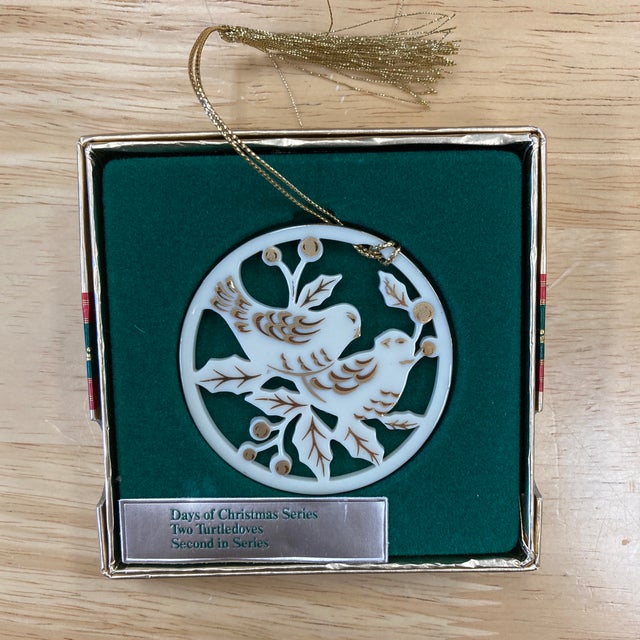 Vintage Lenox 12 Days of Christmas ornament set (1st day - partridge in a pear tree - missing). All in original boxes.