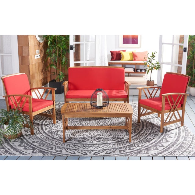 A distinctive double X motif adorns the sides of this Fontana 4 Piece Outdoor Living Set for a luxe transitional look....