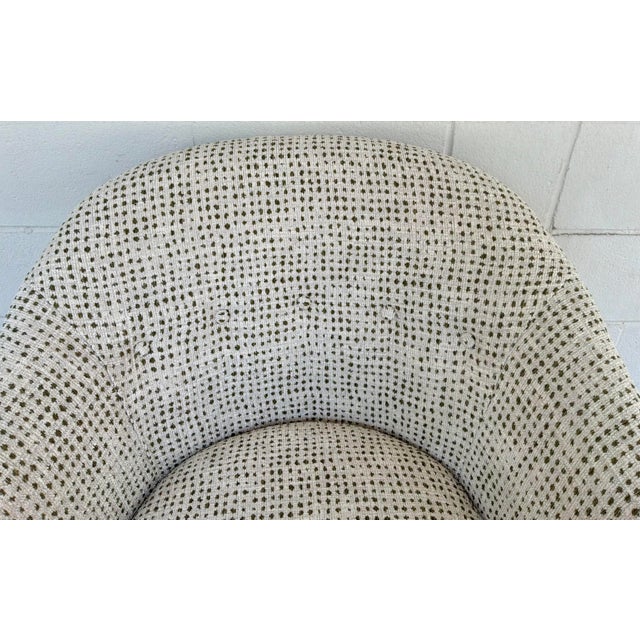 Revelation Modern Off-White and Olive Boucle Coupe Swivel Chairs Pair For Sale In Atlanta - Image 6 of 6