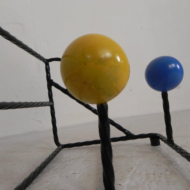Wall Coat Rack in Steel Frame with Colored Balls in the style of Roger Feraud, 1950s For Sale - Image 13 of 14