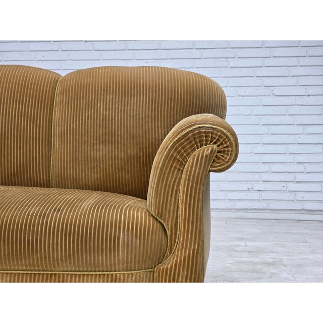 Danish Beech Three-Seater Sofa with Corduroy Upholstery, 1950s For Sale - Image 18 of 18
