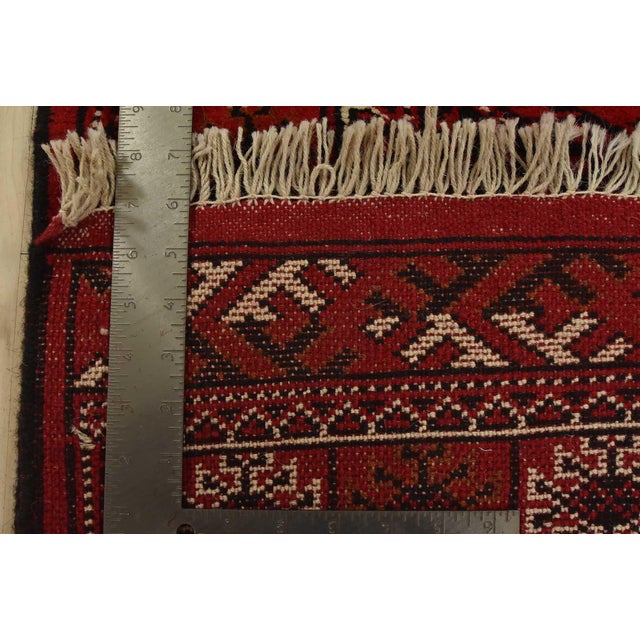Turkmen Runner 3’3” X 9’6” Red Wool Vintage Tribal Hand-Knotted Oriental Rug For Sale - Image 12 of 12