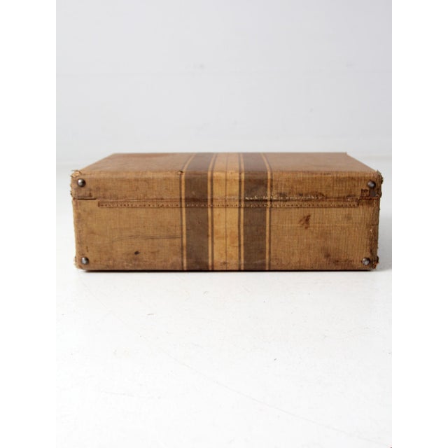 Textile Vintage Striped Suitcase For Sale - Image 7 of 11