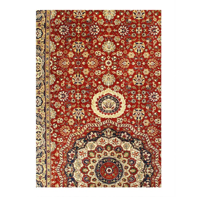 Red Pasargad DC Fine Hand Knotted Indian Agra Runner For Sale - Image 8 of 9