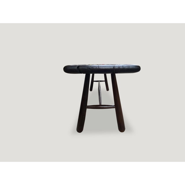 2010s Andrianna Shamaris Midcentury Couture Espresso Stained Teak Wood Console Table For Sale - Image 5 of 18