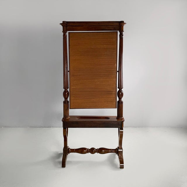 Empire Italian Self-Supporting Floor Mirror in Wood, 1850s For Sale - Image 4 of 18