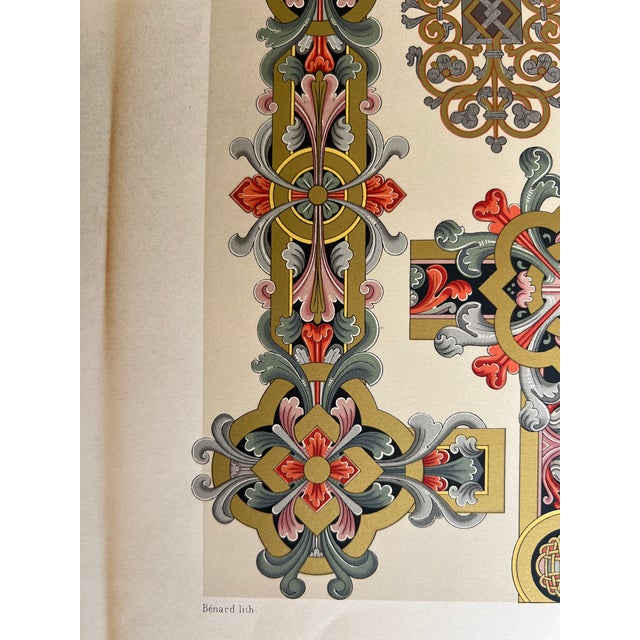 Antique French Gothic Revival Chromolithograph "Moyen-Age" Medieval Ornament Study, C. 1875 For Sale In Houston - Image 6 of 7