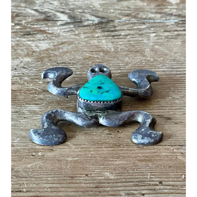 Vintage Native American Silver Inlaid Turquoise Pendant For Sale - Image 10 of 12