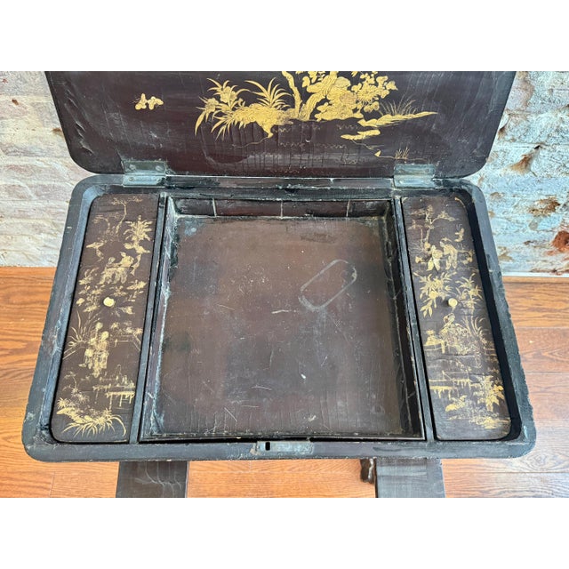 19th Century Victorian Chinoiserie Style Sewing Table For Sale - Image 6 of 16