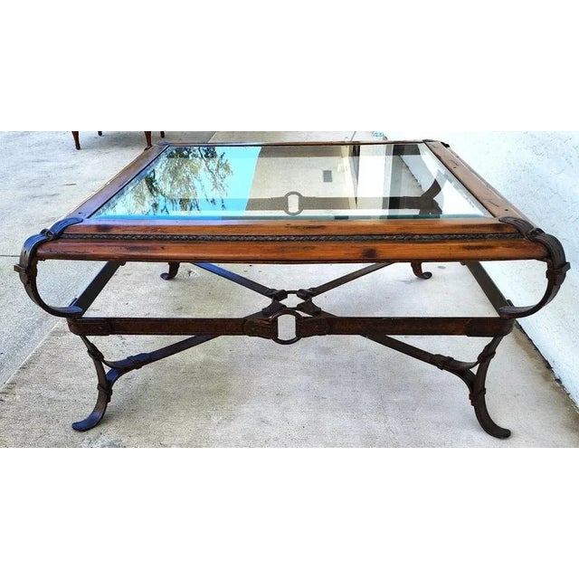 Brown Adnet Hermes Style Coffee Table Equestrian Ranch Rustic For Sale - Image 8 of 11