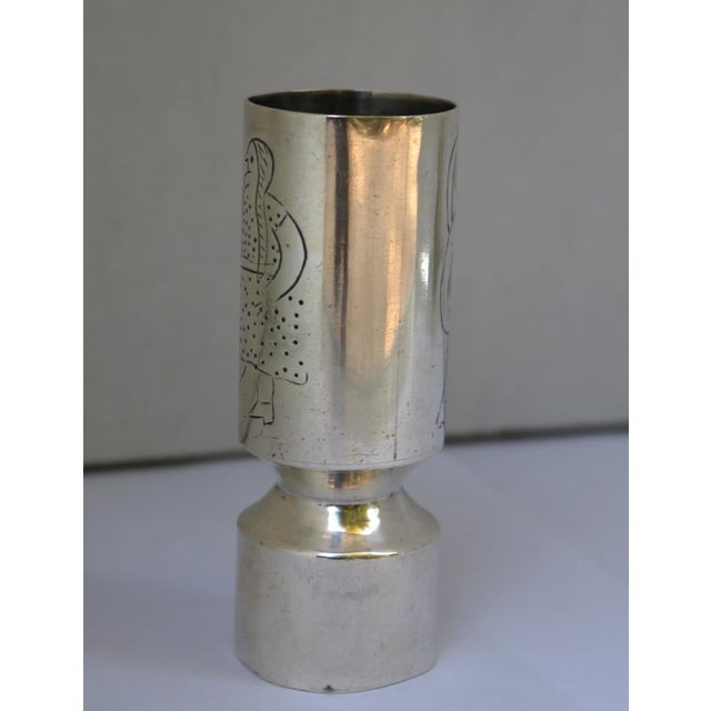 Very unique sterling silver double jigger shot glass by Sanborns from Mexico. A nice conversation piece for your next get...