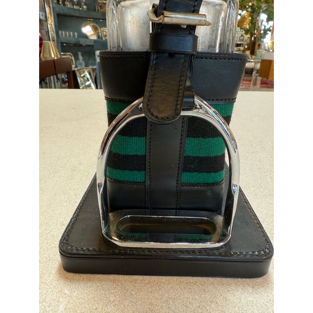 Modern Gucci Inspired Leather & Crystal Decanter Set, Italy, 1970s For Sale - Image 3 of 9
