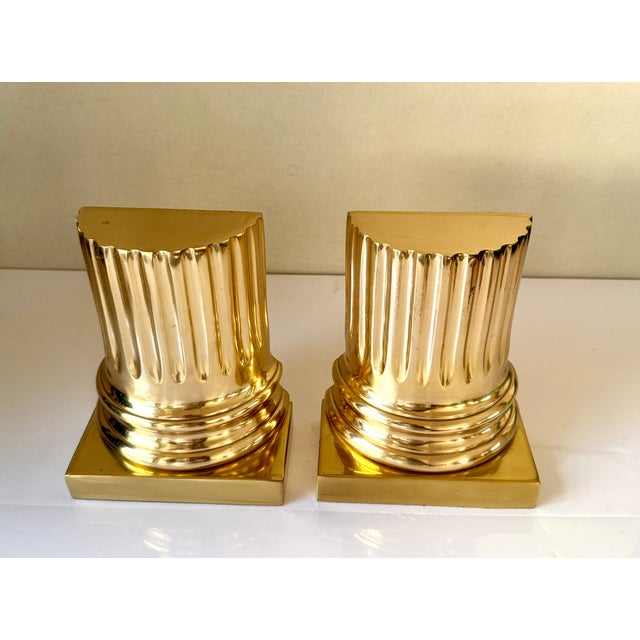 Art Nouveau Eichholtz Brass Columns Bookend Pair For Sale - Image 3 of 7