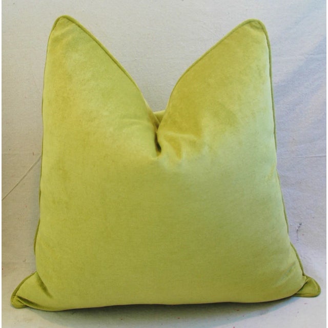 24" Custom Tailored Apple Green Velvet Feather/Down Pillows - Pair For Sale - Image 10 of 12