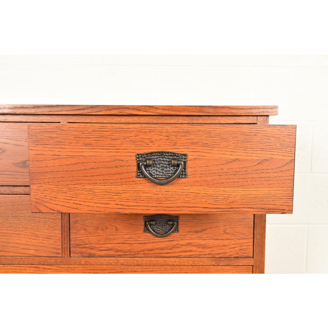 Brown Thomasville Mission Oak Arts & Crafts Highboy Dresser For Sale - Image 8 of 16