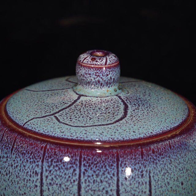 Late 20th Century Late 20th Century Chinese Jun Ware Style Flambe Glaze Porcelain Teapot Set With 6 Cups - 7 pcs For Sale - Image 5 of 9