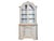 Gustavian pale blue-gray painted hutch. Arched bonnet top with with carved crest detail. Shaped pull-out work ledge over...