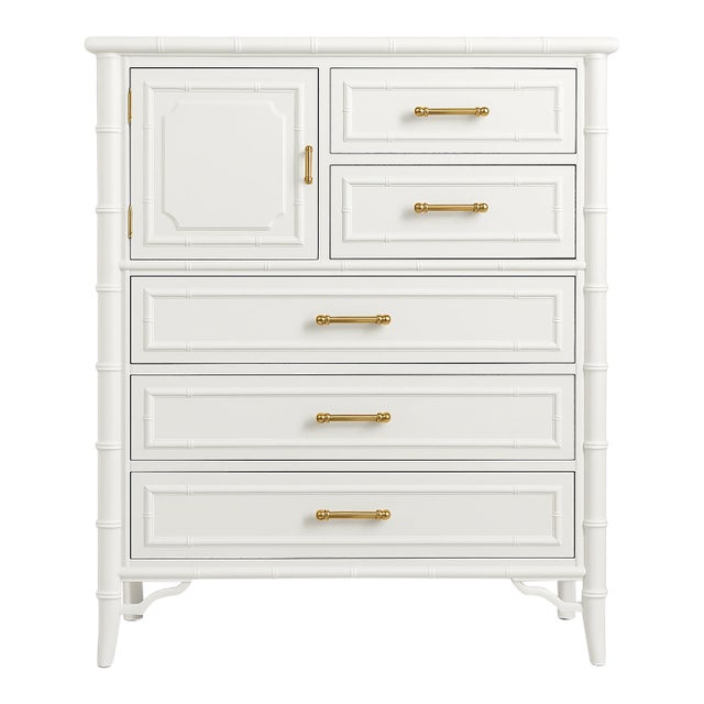 Vintage Dixie Aloha Faux Bamboo Tallboy Chest For Sale