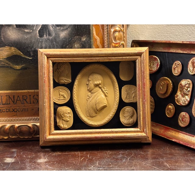 Classical Regency Style Grand Tour Intaglio Shadow Box Set With the Profile of Josiah Wedgwood For Sale In Palm Springs - Image 6 of 12