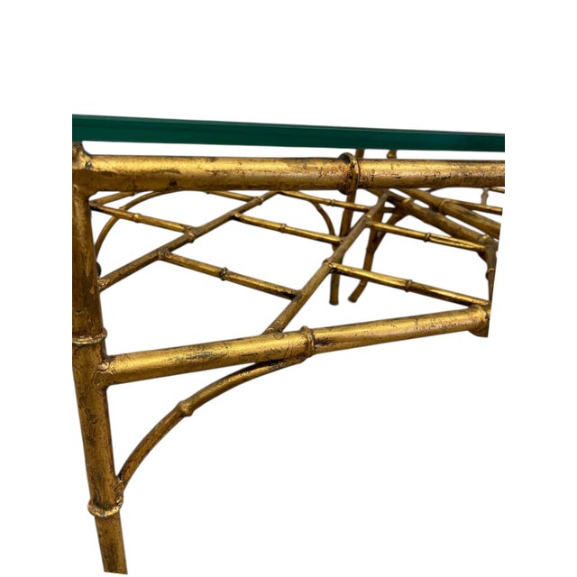 Gold 1970s Vintage Mid Century Modern Style Faux Bamboo Gold Color Side End Table Set of 2 Attributed to Phyllis Morris For Sale - Image 8 of 8