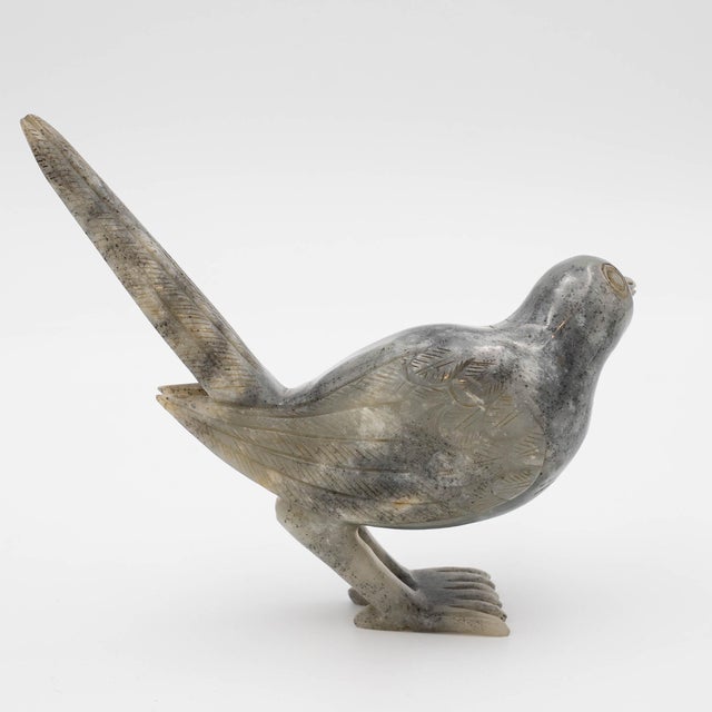 Stone Pair of 1960s Carved Chinese Green Soap Stone Birds For Sale - Image 7 of 11