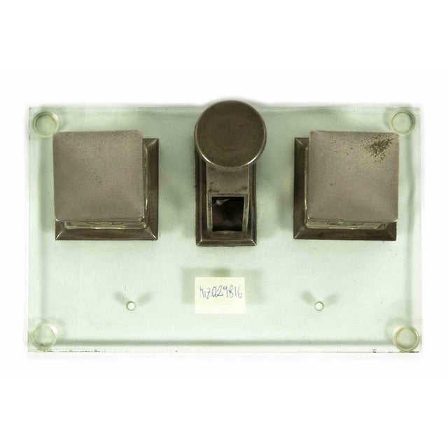 Vintage Silver and Glass Inkwell, Italy, Mid-20th Century For Sale - Image 5 of 6