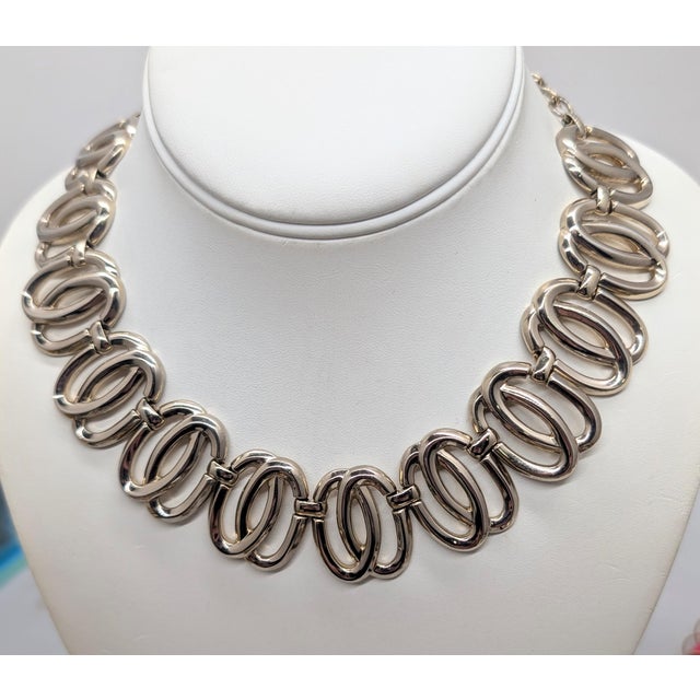 Metal Vintage Signed Monet Goldtone Link Collar Necklace, 1956 Ad Piece For Sale - Image 7 of 10