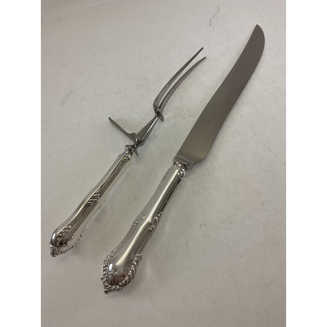 The Finest, Silver Plated Pair Carving Set, Carving Fork & Carving Knife, Chesterfield. For Sale In New York - Image 6 of 12