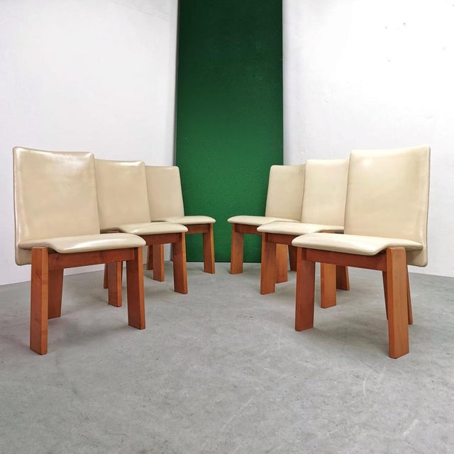Chairs with Tripod Structure and Beige Leather Upholstery, 1970s, Set of 6 For Sale - Image 17 of 17