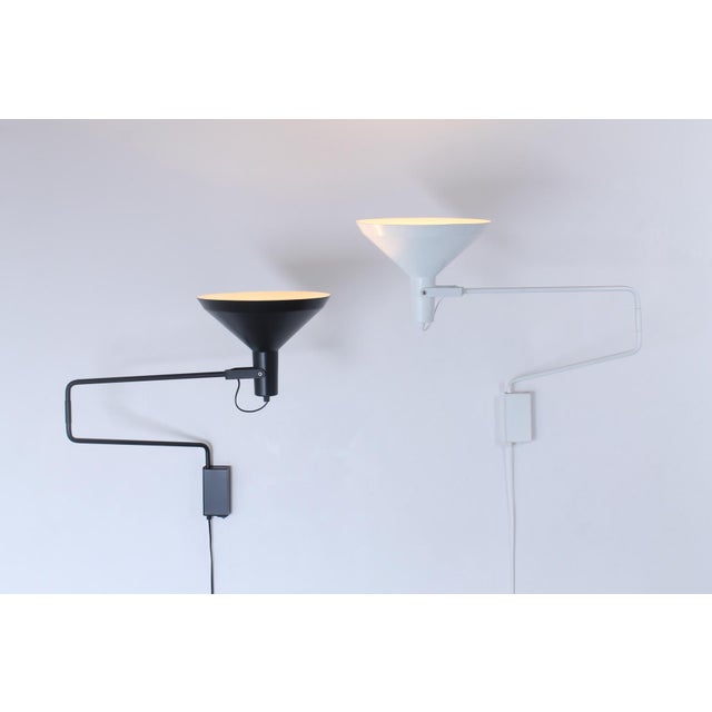 Anvia Black and White Large Metal Paperclip Wall Lamps by J. J. M. Hoogervorst for Anvia, 1970s, Set of 2 For Sale - Image 4 of 18