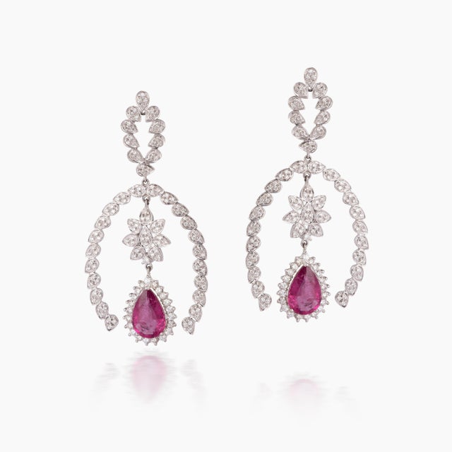 Diamond Ruby Light Earring in 18k gold For Sale - Image 4 of 5