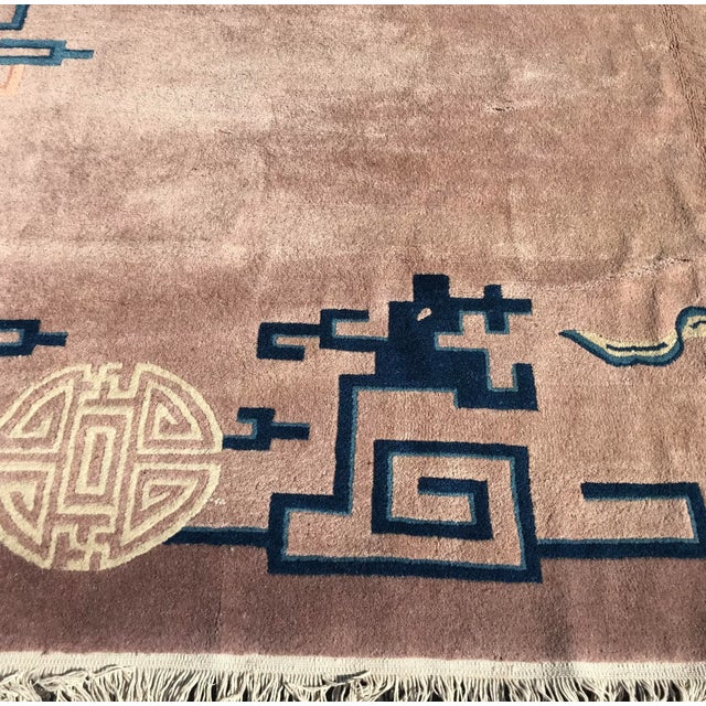 Textile 1920s Art Deco Design Chinese Rug- 9’x12’ For Sale - Image 7 of 12