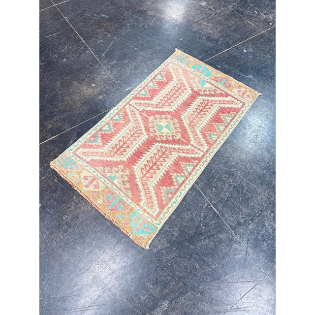 Early 21st Century Turkish Mini Rug Oriental Hand Knotted Vintage Rug 1'8" x 2'11" #17201 For Sale - Image 5 of 8