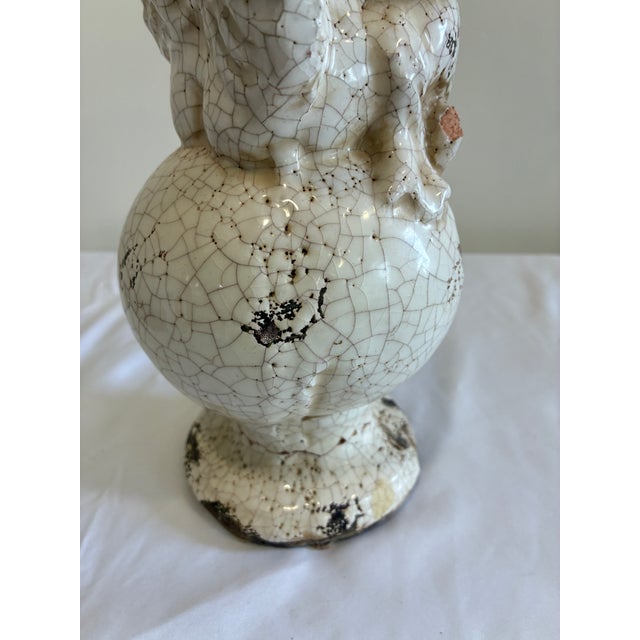 Vintage Crackle Glaze Ceramic Cherub Statue For Sale - Image 12 of 12