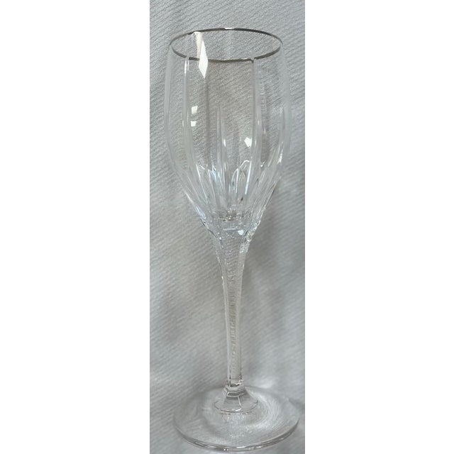 Hollywood Regency Set of 6 Vintage Mikasa “Arctic Lights” 9” Cut Crystal Wine Goblets With Platinum Rim For Sale - Image 3 of 6