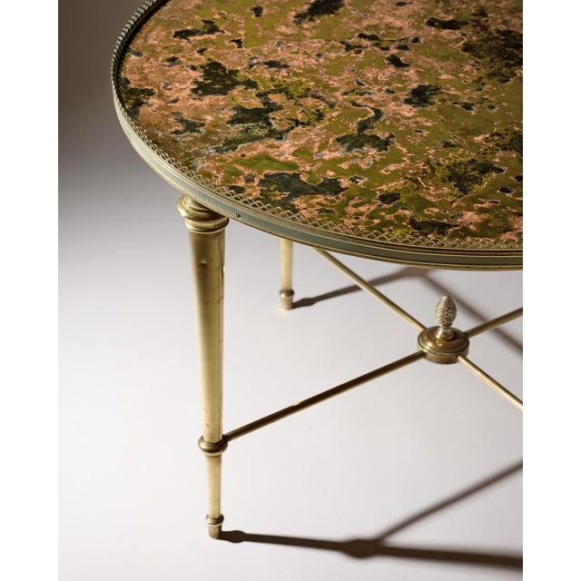 Maison Bagues Eglomized Glass Side Table, Brass, Art Deco Period For Sale In Austin - Image 6 of 9