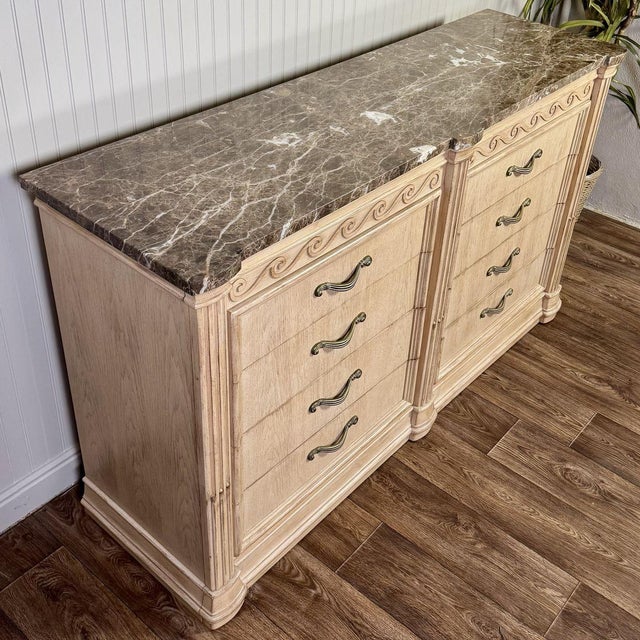 Vintage Bernhardt Neoclassical Revival Marble Top 8-Drawer Dresser For Sale - Image 10 of 14