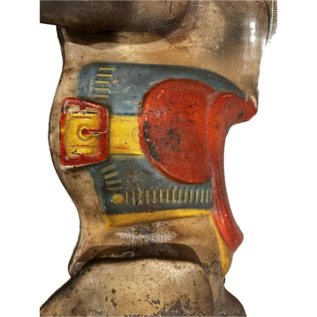 Metal Vintage 1940’s Mobo Horse Bronco Metal Riding Toy Self-Propelled England Wheels. Mid-Century Patina Steel Bouncing, Steering Ride Toy For Sale - Image 7 of 10