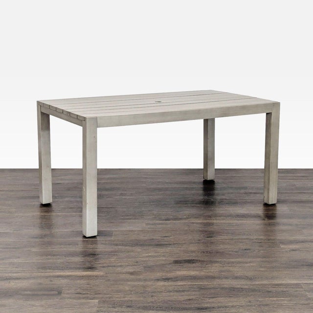 Modern Cb2 Matera Modern Outdoor Slatted Dining Table – Light Grey For Sale - Image 3 of 7