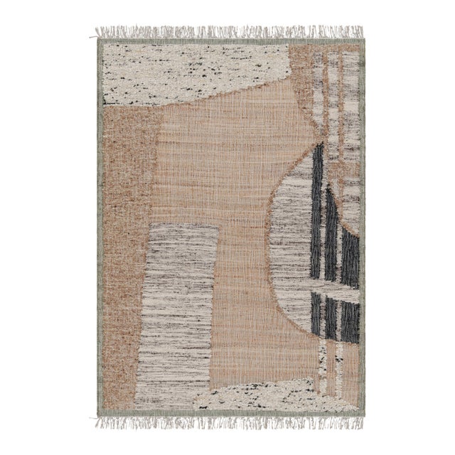 Rug & Kilim’s Abstract Flatweave with Beige, Cream, and Black Geometric Patterns - 8x10 For Sale