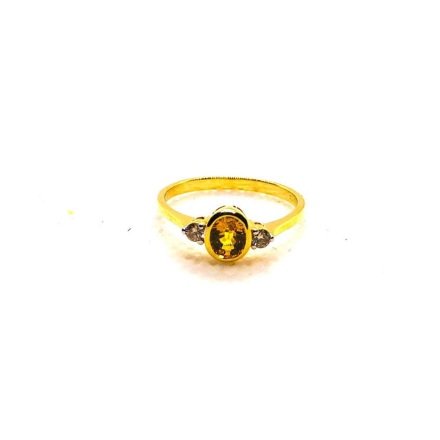 Gemstone Bochic “Orient” Vintage Yellow Sapphire & Cognac Diamond Ring Set In 18K Gold & Silver For Sale - Image 7 of 13
