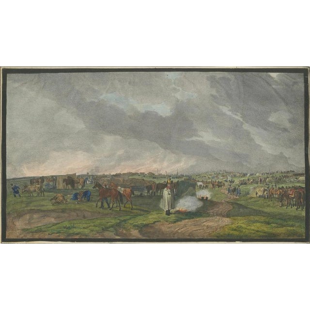 Napoleonic Military Encampment, 1810, Hand-Coloured Panoramic Aquatint, Framed For Sale - Image 3 of 12
