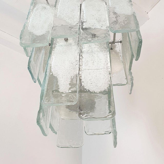 Transparent White Murano Glass Chandelier Mazzega Style 1970s For Sale - Image 8 of 12