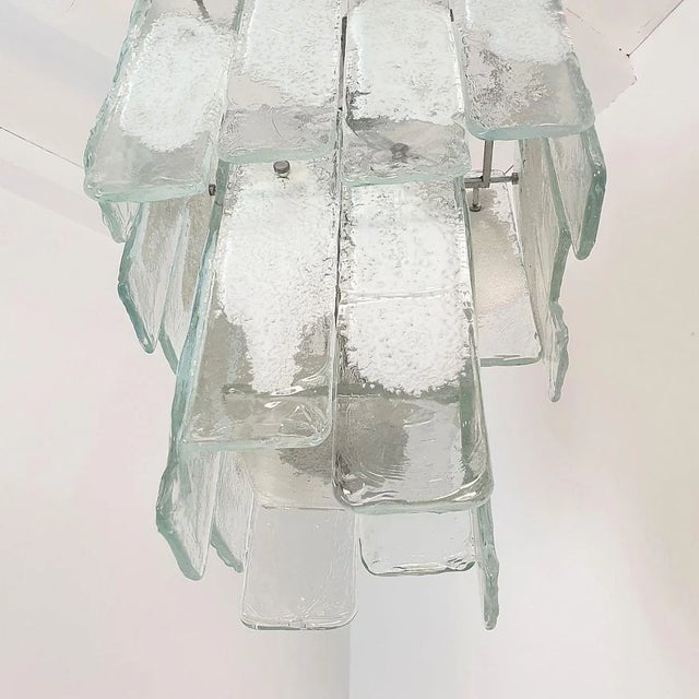 Transparent White Murano Glass Chandelier Mid Century Modern 1970s For Sale - Image 8 of 12